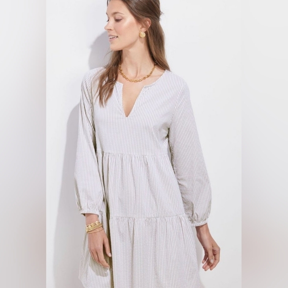 Vineyard Vines Performance Tiered Dress Size S Seersucker Preppy Striped Harbor - Picture 16 of 16